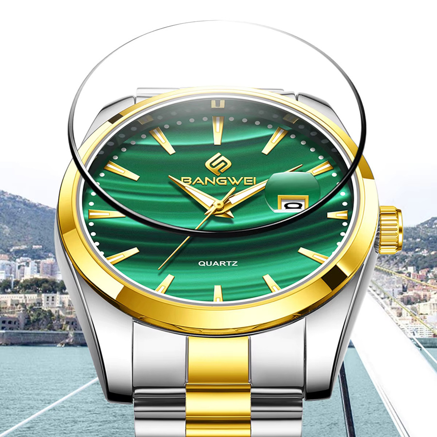 BANGWEI Armbanduhr, Quarz, Edelstahl, Schwarz, Herren - Bild 3