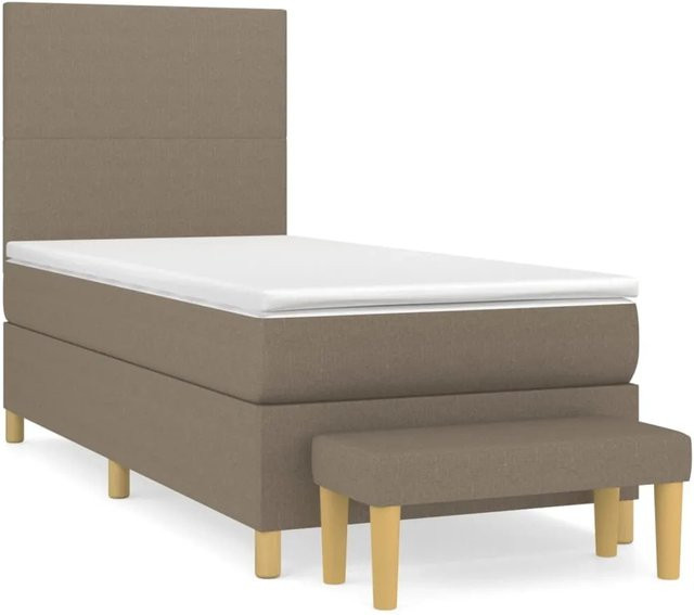 vidaXL Boxspringbett Hybrid mit Matratze, Taupe, Stoff, B/T/H: 100 x 200 cm - Bild 1