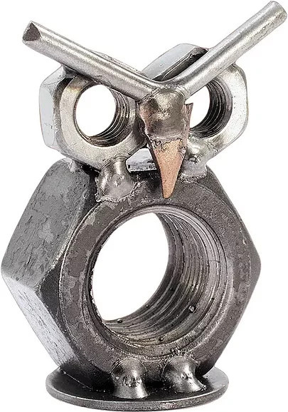 Hinz und Kunst Metall-Tier kleine Eule in Grau im Industrial Design - Bild 1