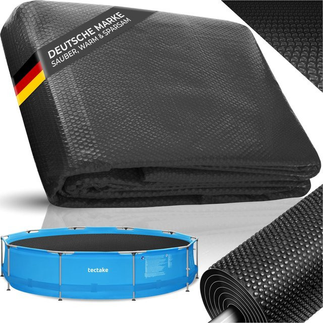 tectake Pool-Solarfolie rund und selbstschwimmend in Schwarz, Durchmesser: 455 cm - Bild 1