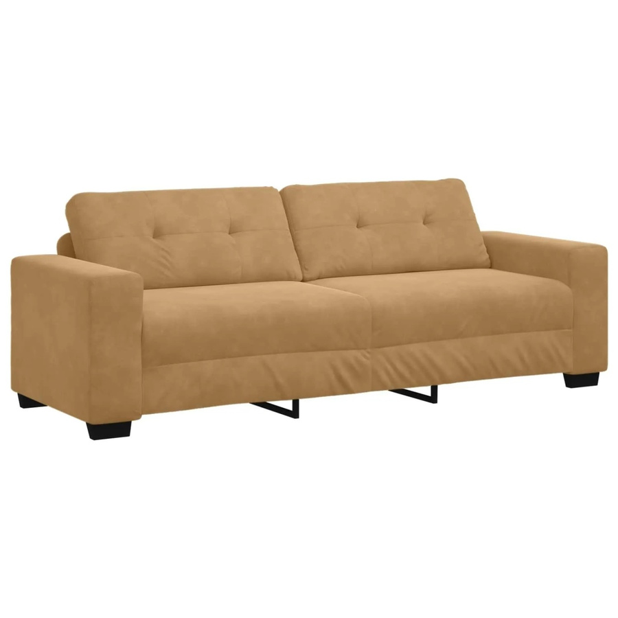 vidaXL 3-Sitzer-Sofa aus Samt in Braun, modernes Polstersofa für Wohnzimmer oder Schlafzimmer, B: 221 cm, H: 78 cm, T: 80 cm - Bild 2