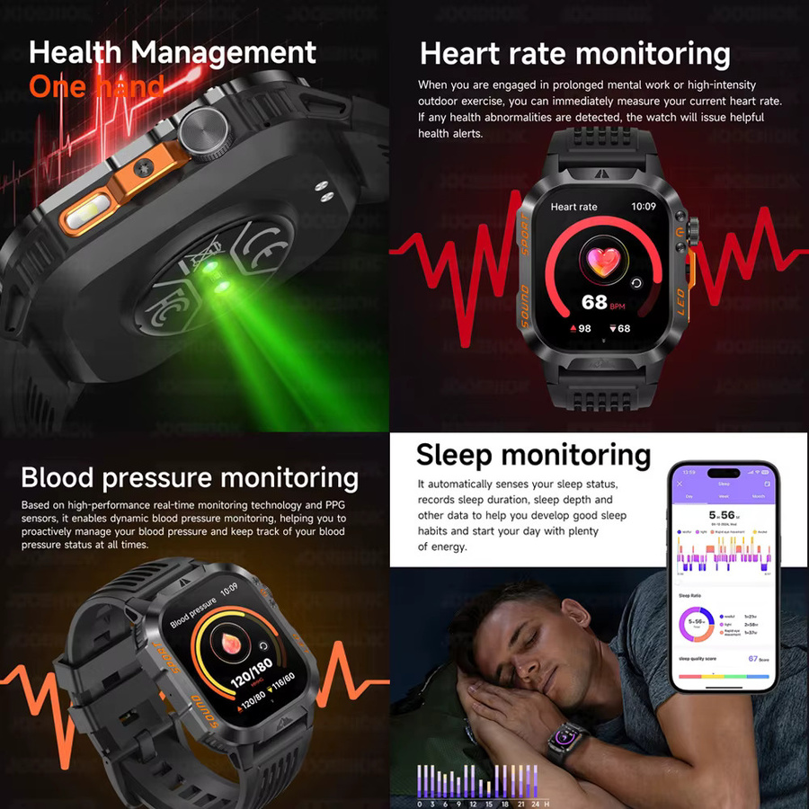 ChiBear Smartwatch, GPS, Silikon, Schwarz, Herren, 3 ATM, 2,01 Zoll - Bild 4