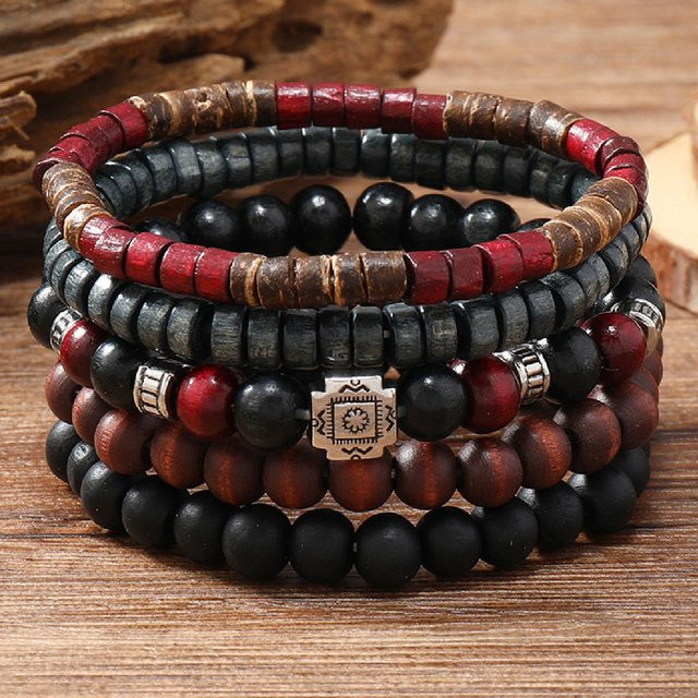 LUOBOTOU Armbänder, Bronze, Holz Perlen, Unisex - Bild 1