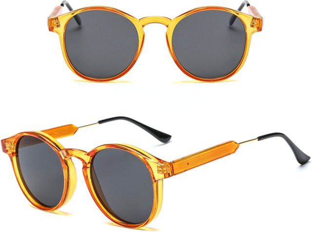Runde Sonnenbrille, Vollrand, Metall, orange, Unisex - Bild 1
