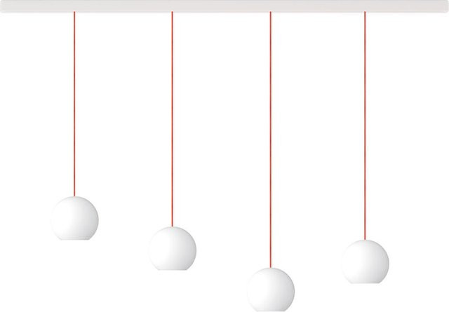 KOMOT KOS Quattro L LED-Pendelleuchte mit Schiene, Weiß matt und orangefarbenem mundgeblasenem Opalglas, Tunable White 2200K - 4200K, Länge: 200 cm - Bild 1