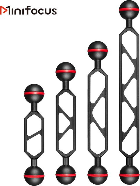 MINIFOCUS Tauchlicht-Doppelarmsystem-Anschluss mit doppelter 2,5 cm Kugelkopfverlängerung für Kameraablage und Tauchlampen in Schwarz - Bild 1