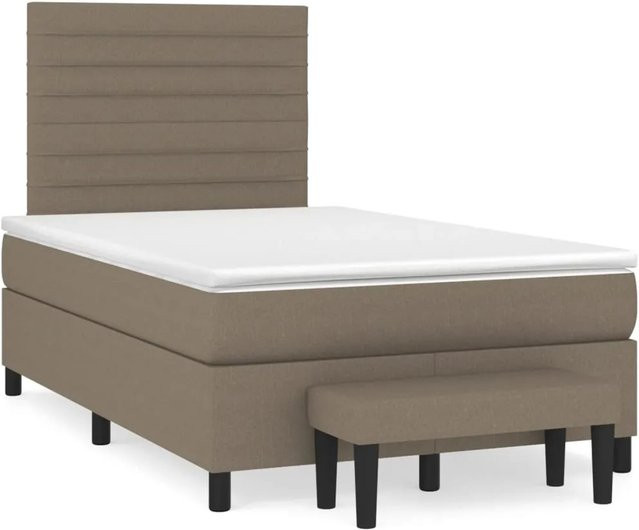 vidaXL Boxspringbett Hybrid mit Matratze und Taschenfederkern, Farbe: Taupe/Beige/Grau, B/T/H: 120 x 200 x 128 cm - Bild 1