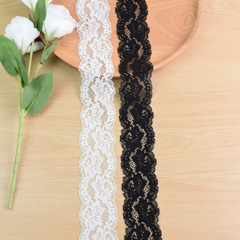 Schwarze Spitzenborte für Näharbeiten und DIY-Dekorationen, Breite: 6 cm, Länge: 4,57 m - Bild 2
