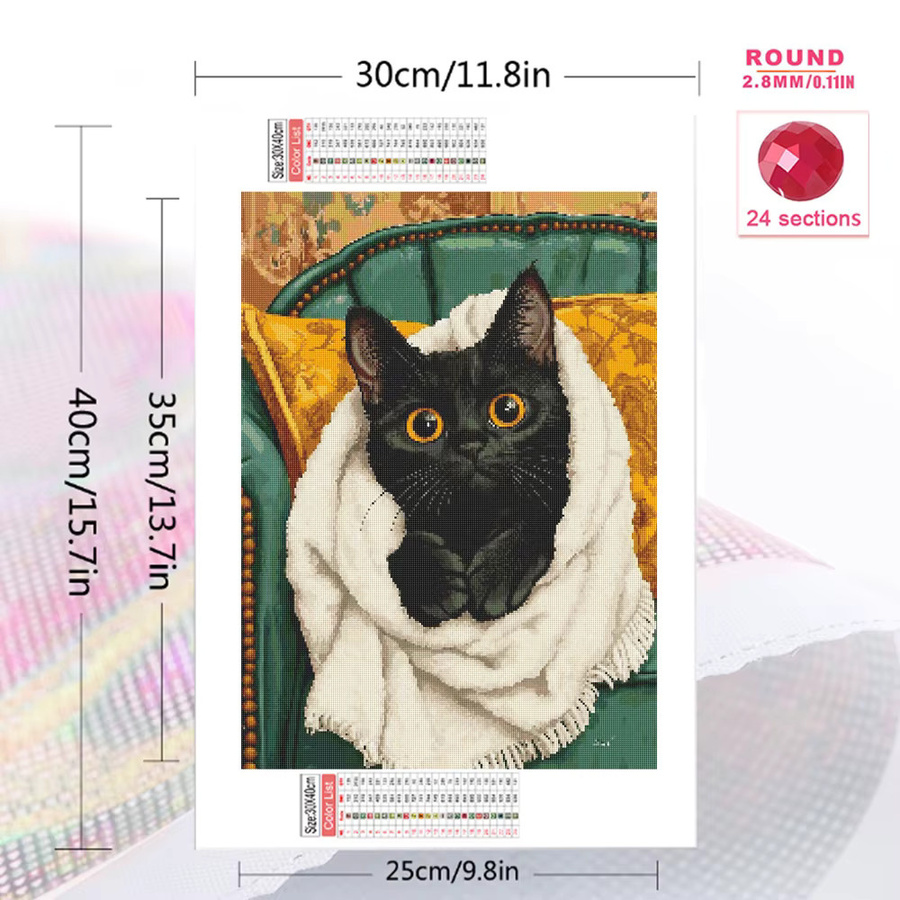 Evershine Diamantmalerei Katze als Strass Stickerei Mosaik Set für Erwachsene, B/H: 30 x 20 cm - Bild 2