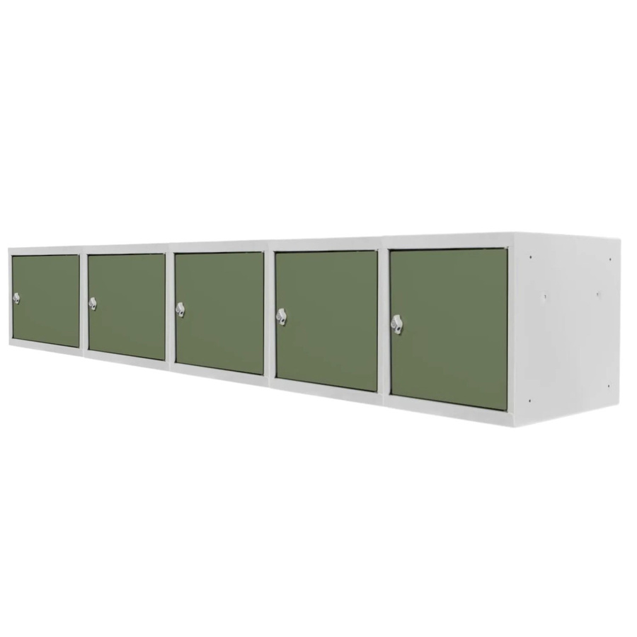 PROREGAL Blocky Schließfachwürfel Set aus 5 Stück mit Drehriegelschloss für Vorhängeschlösser, Farbe: Lichtgrau/Grün, B/T/H: 40 x 40 x 40 cm - Bild 2