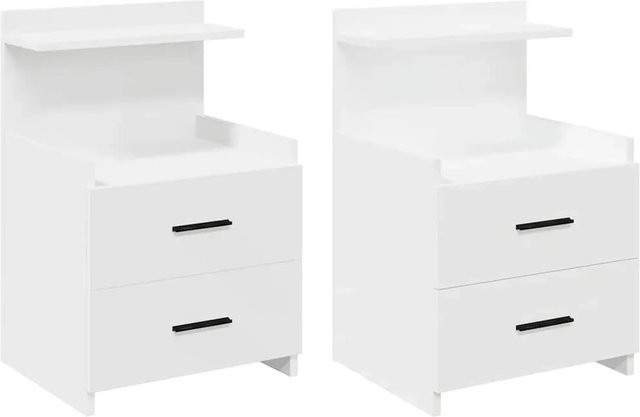 vidaXL Nachttische Set aus 2 Stück mit 2 Schubladen in Weiß, B/T/H: 40 x 36,5 x 62 cm - Bild 1
