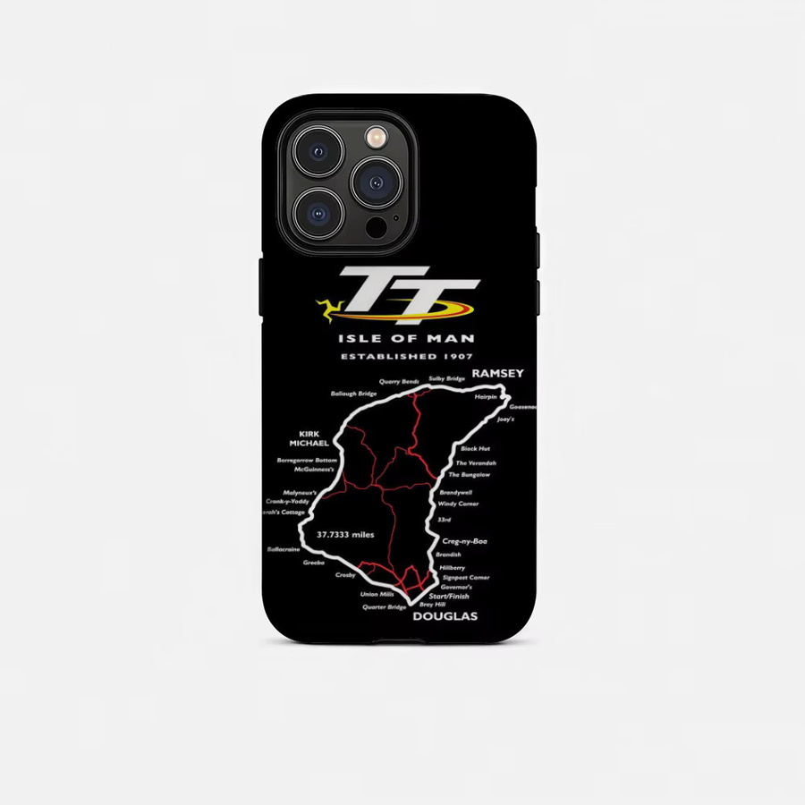 I-Isle of Man T-TT Handyhülle für iPhone 17 16 15 14 13 12 Pro Max Plus in Schwarz und Weiß mit glänzender HD-Doppelschicht-Flüssighartschale - Bild 5