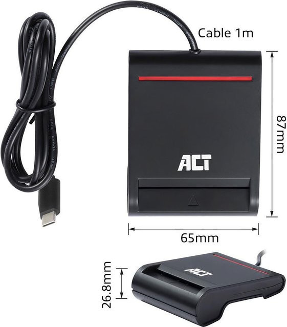 ACT AC6020 Smart-Card-Lesegerät für USB-C und USB-A in Schwarz - Bild 2