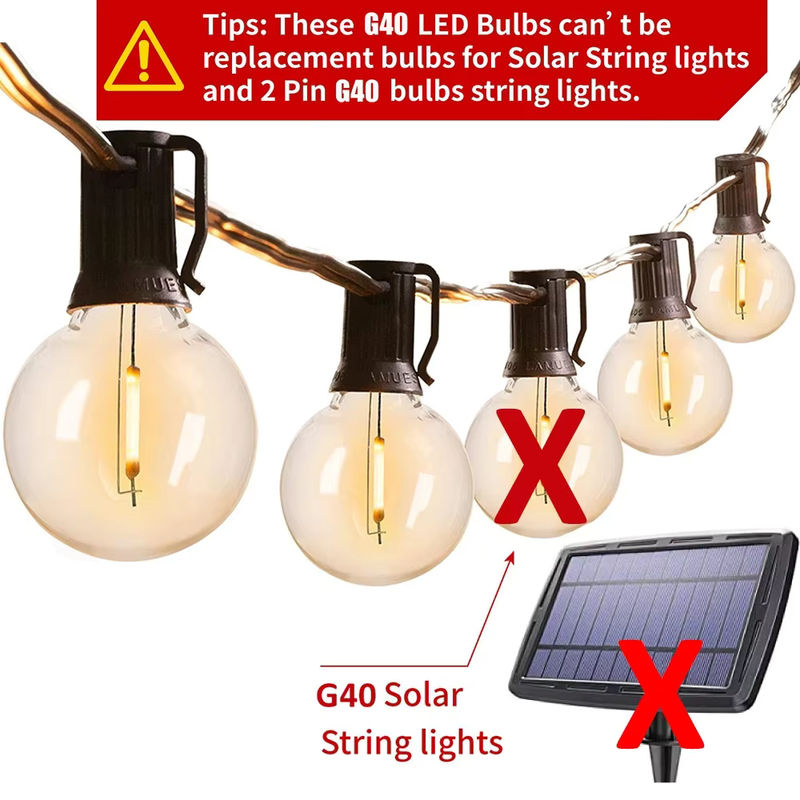 Genixgreen 25er Set Vintage G40 LED Glühbirnen E12 1W Warmweiß 2200K Klarglas Ersatzbirnen für Lichterketten - Bild 3
