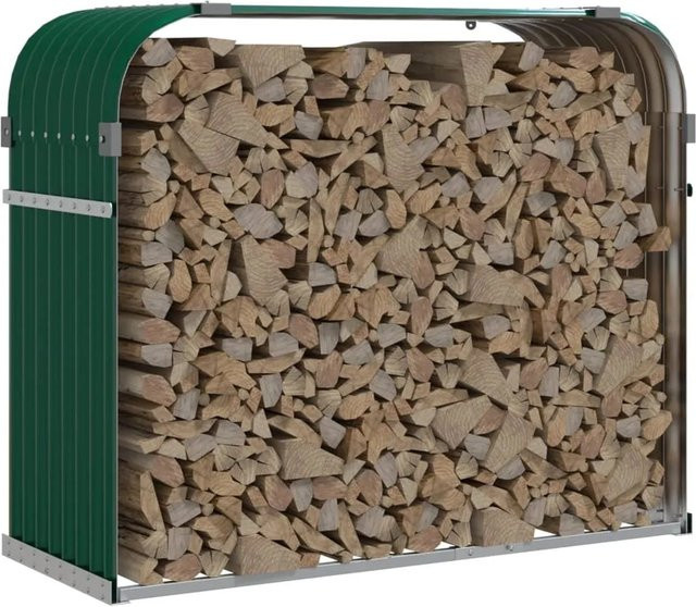 vidaXL Kaminholzunterstand aus verzinktem Stahl in Grün, B/T/H: 120 x 45 x 100 cm - Bild 1