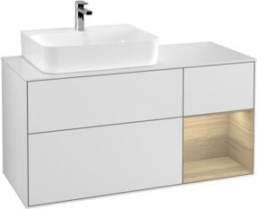 V&B Waschtischunterschrank Finion in Weiß lackiert mit Eichenregal, Breite: 120 cm, Tiefe: 50,1 cm, Höhe: 50,1 cm - Bild 1