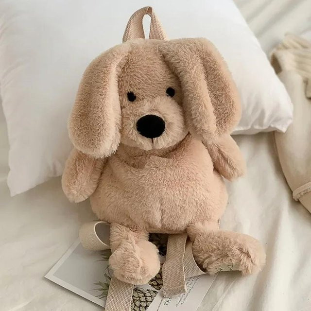 Weft Hunde-Puppe Plüsch-Rucksack, Cartoon-Tierform, beige - Bild 1