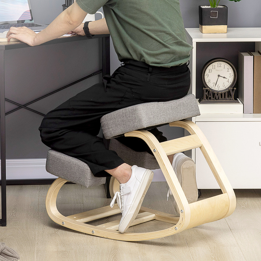 Vinsetto Ergonomischer Kniestuhl in Grau für Home Office und Meditation zur Verbesserung der Körperhaltung - Bild 2