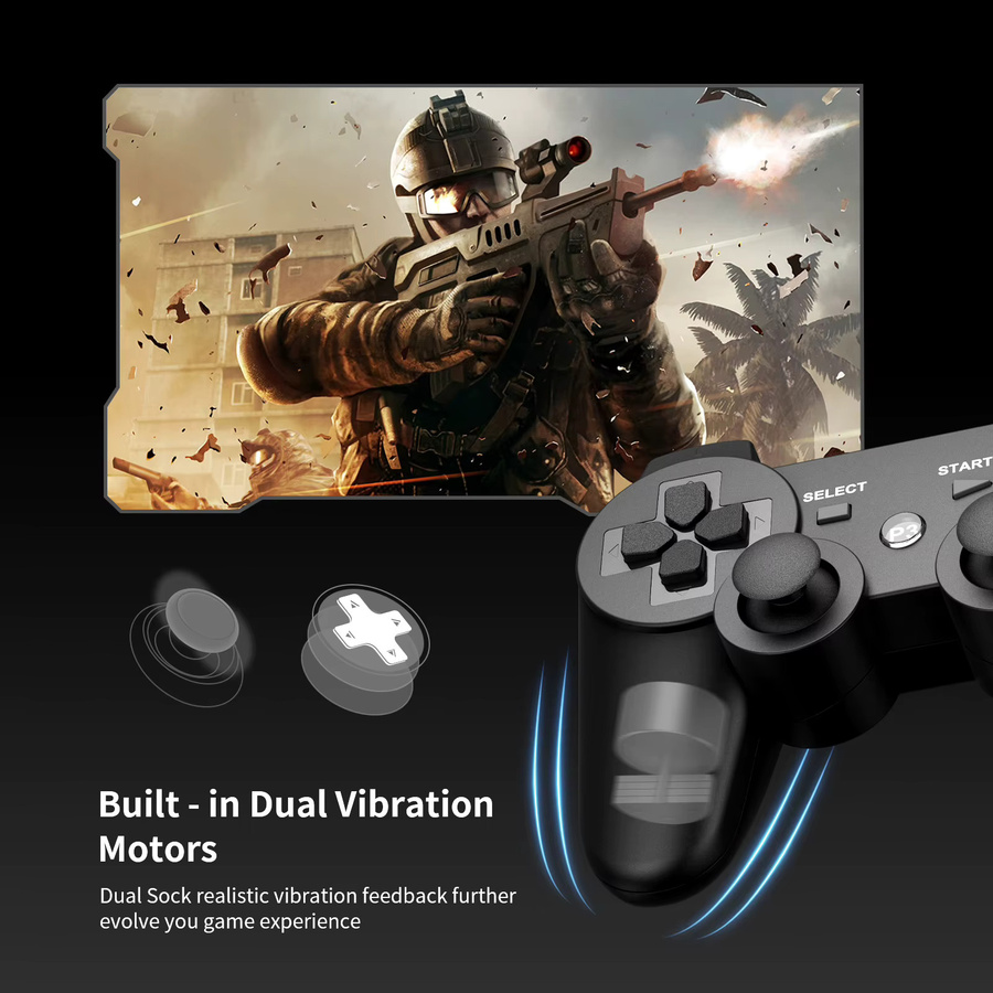 Bonacell Controller für Playstation 3, PC, Android und Smart TVs mit 6-Achsen Dual-Vibration und 360 Grad Joystick in Schwarz und Blau - Bild 3