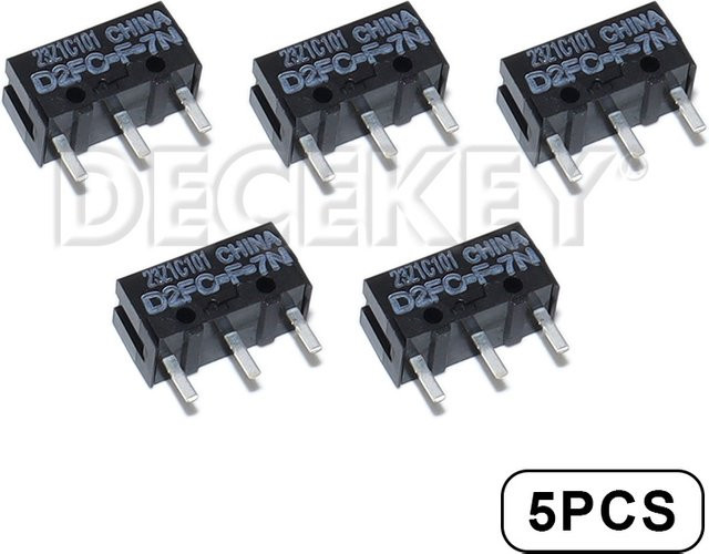 5 Stück DECEKEY Maus-Mikroschalter D2FC-F-7N und D2FC-E-7N in Schwarz - Bild 1