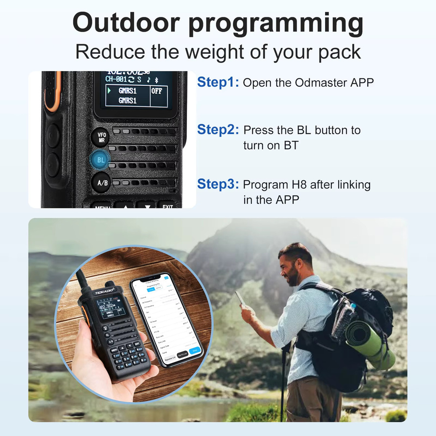 TIDRADIO TD-H8 2. Generation Walkie Talkie mit 10W Leistung, tragbarer Zwei-Wege-Radioempfänger und Notfallradio in Schwarz oder Transparent - Bild 5