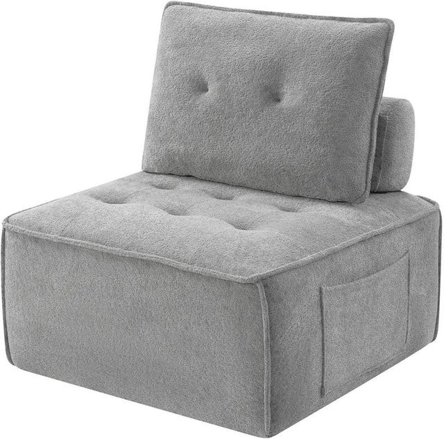 GLP Sofamodul Teddyfleece Bodensofa Hellgrau B/T/H: 84 x 84 x 42 cm - Bild 1
