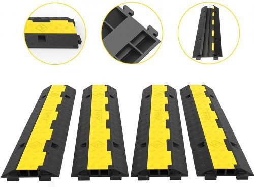 VEVOR Kabelschutzmatte Kabelkanal 4er Set in Schwarz und Gelb, B/T/H: 101 x 24,5 x 5 cm - Bild 1