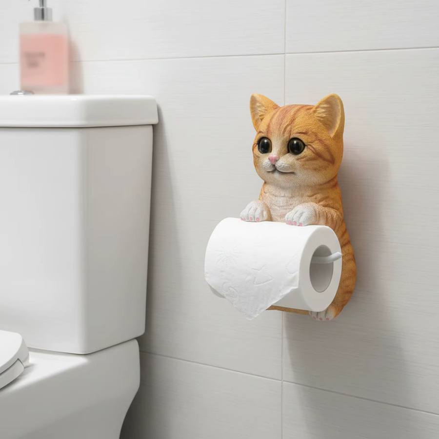 Alloet Wandmontierter dekorativer Papierhalter in Katzenform aus Harz im Landhausstil - Bild 2