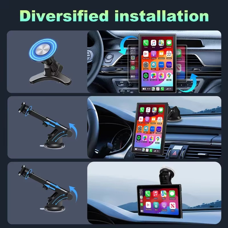Jansite Magnetische Auto Multimedia Player Halterung mit 7/8 Zoll Display Unterstützung für Wireless CarPlay und Android Auto in Schwarz - Bild 4