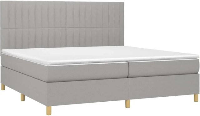 vidaXL Boxspringbett Hybrid mit Matratze und LED-Beleuchtung in Hellgrau, B/T/H: 200 x 200 x 128 cm - Bild 1