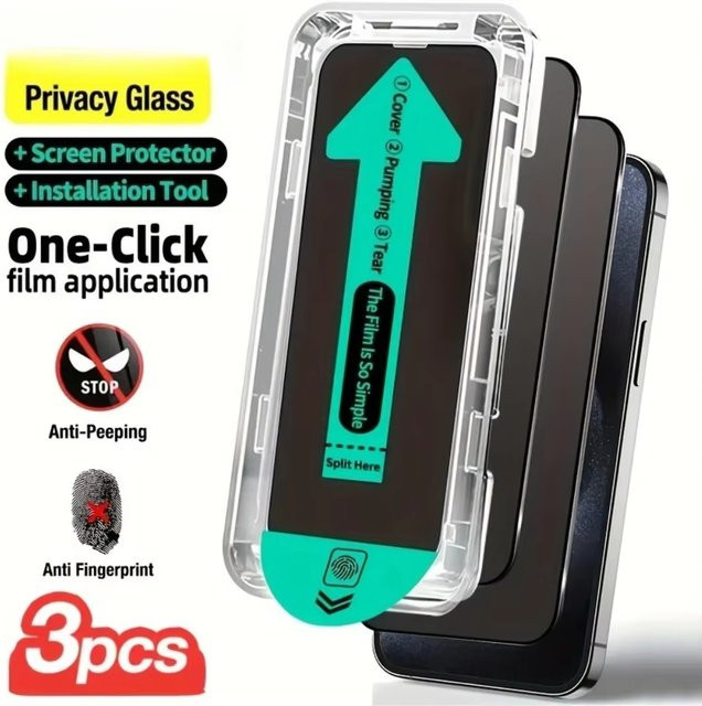 3er-Set Bolomboy Matte Sichtschutz-Hartgläser für iPhone 11 bis iPhone 18 Pro Max, Transparent - Bild 1