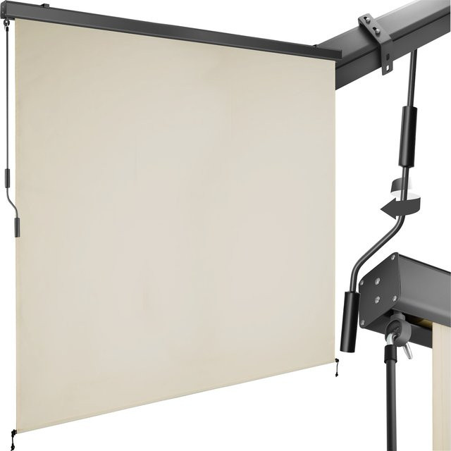 tectake Senkrechtmarkise Eloise Beige aus Polyester mit Aluminiumgehäuse und Handkurbelmechanismus B/H: 200 x 250 cm - Bild 1