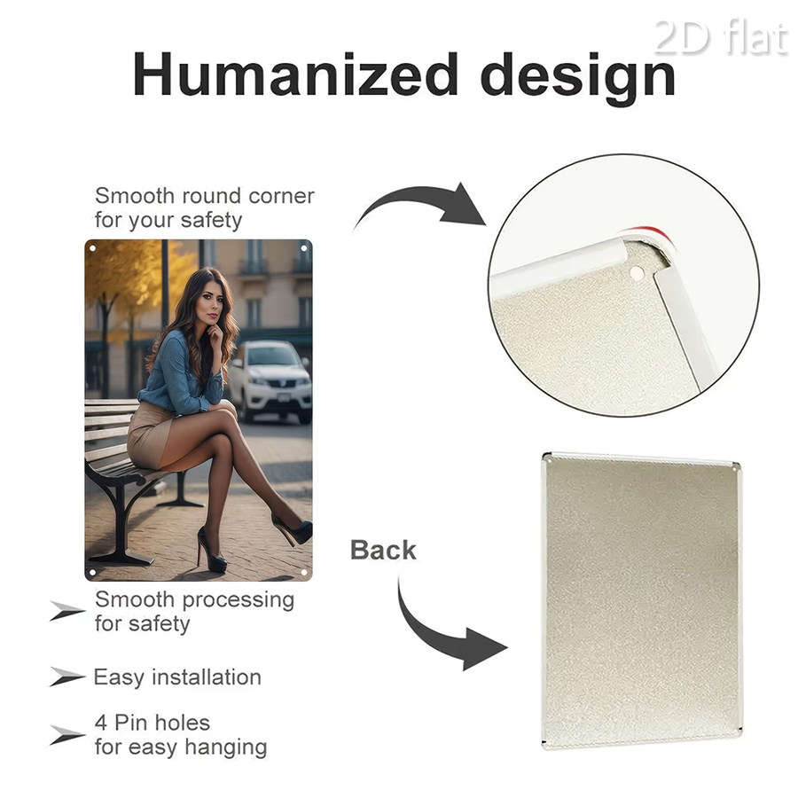 CIFBUY Metall-Wandschild Portrait in Mehrfarbig, Rechteckiges Eisen-Dekoelement für Innen- und Außenbereiche, Breite: 30,0 cm, Höhe: 20,0 cm, Tiefe: 20,0 cm - Bild 3