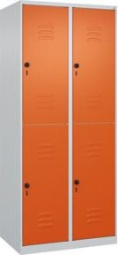 C+P Doppelstock-Spind Classic PLUS mit 2 Abteilen, Stahlkonstruktion, Farbe Lichtgrau/Reinorange, H x B x T: 185 x 80 x 50 cm - Bild 1