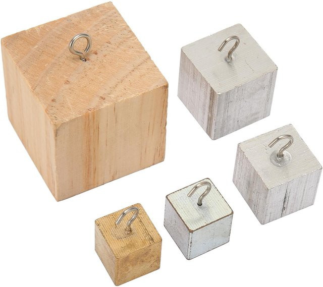 5-teiliges Set Dichte Würfel, Kupfer Eisen Aluminium Massivholz, beige - Bild 1