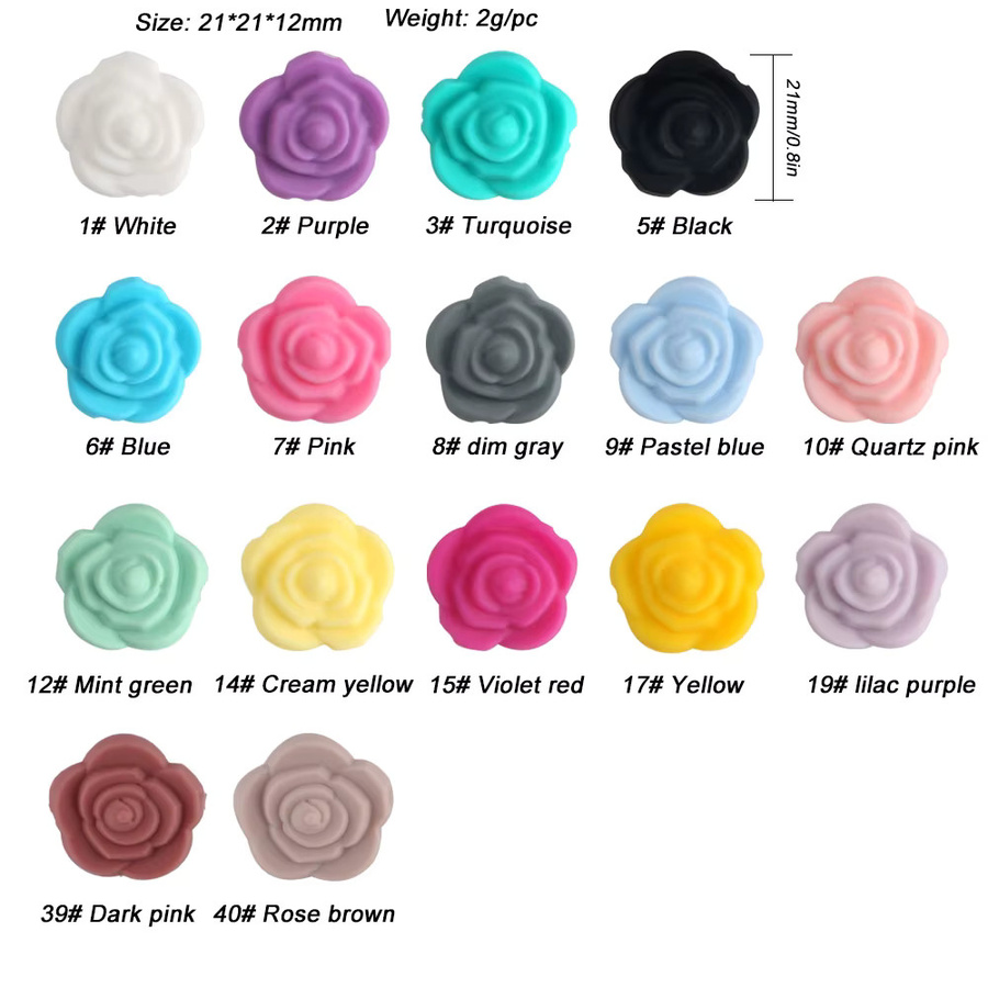 Sunrony Mini Silikon Perlen, Rose, Blume, Herz, für Halskette, Armband - Bild 3