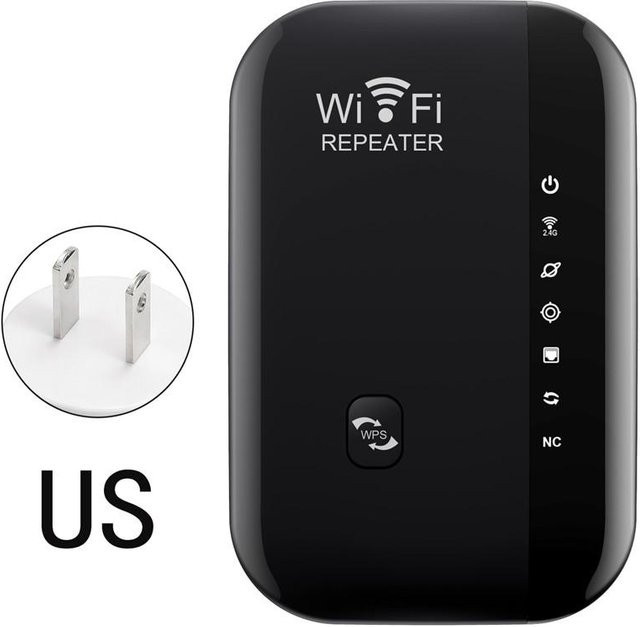 Meiteai-All WiFi Repeater 300Mbps Signal Booster mit eingebauter Antenne und LAN-Anschluss, Schwarz - Bild 1