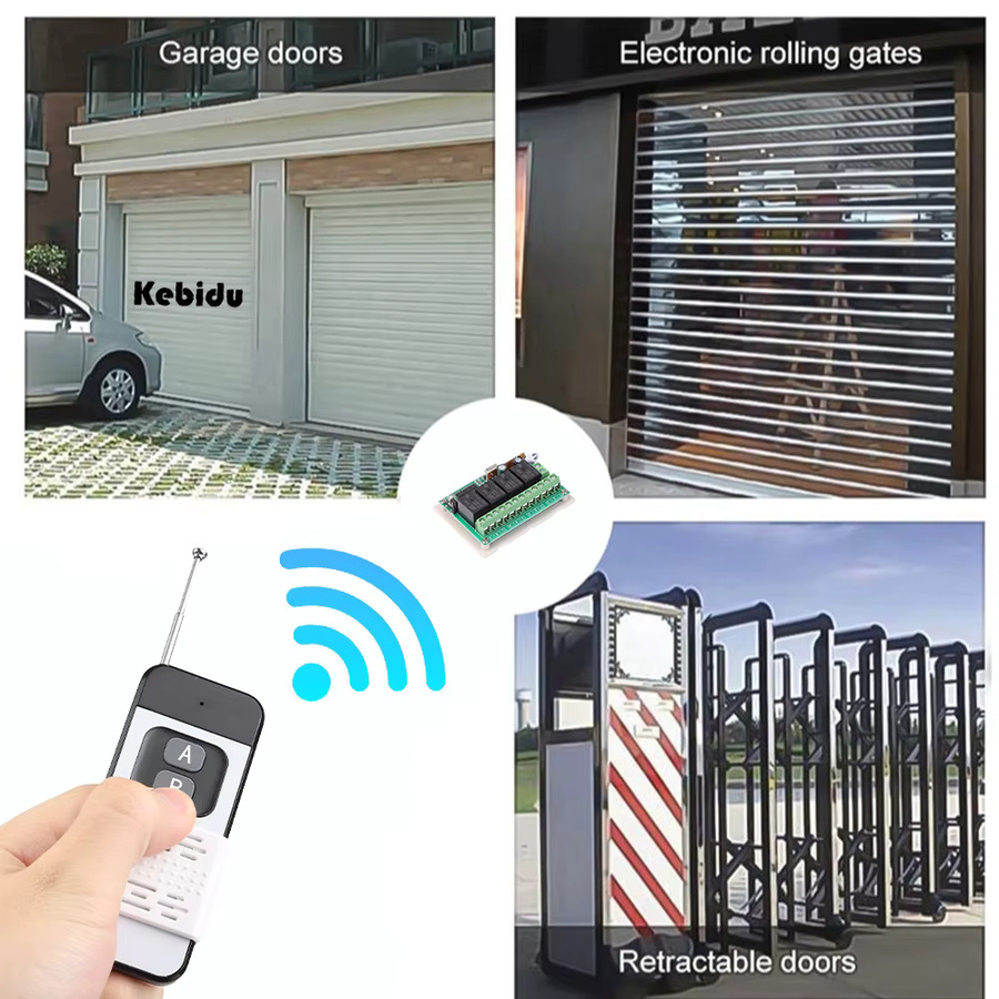 Kebidumei Drahtlose Fernbedienung 433 MHz mit 1 2 oder 4 Tasten, 1527 Lerncode RF Sender in Schwarz für Licht, Tor, Garage und elektrische Motoren - Bild 6