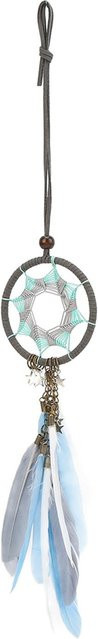 GoolRC Traumfänger Vintage Ornament in Grau mit Federn und geometrischem Design als Boho Autoanhänger oder Dekoration - Bild 1