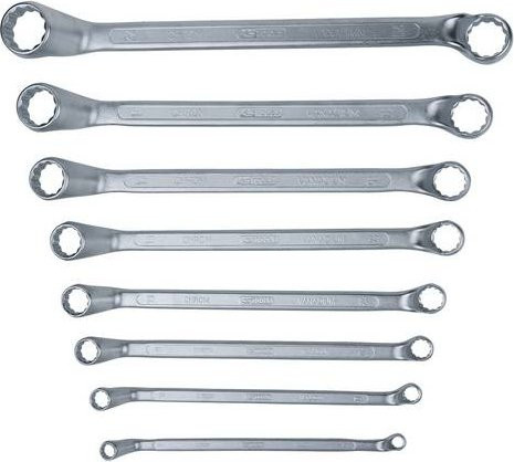 KS Tools Doppel-Ringschlüssel-Satz gekröpft, 8-teilig, Chrom-Vanadium, Silber, Schlüsselweite 6-22 mm - Bild 1