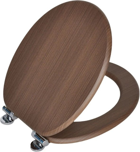 SINOBATH WC Sitz mit Absenkautomatik aus MDF Holzkern, oval, braun, B: 43,5 cm, T: 37,8 cm, H: 5,0 cm - Bild 1