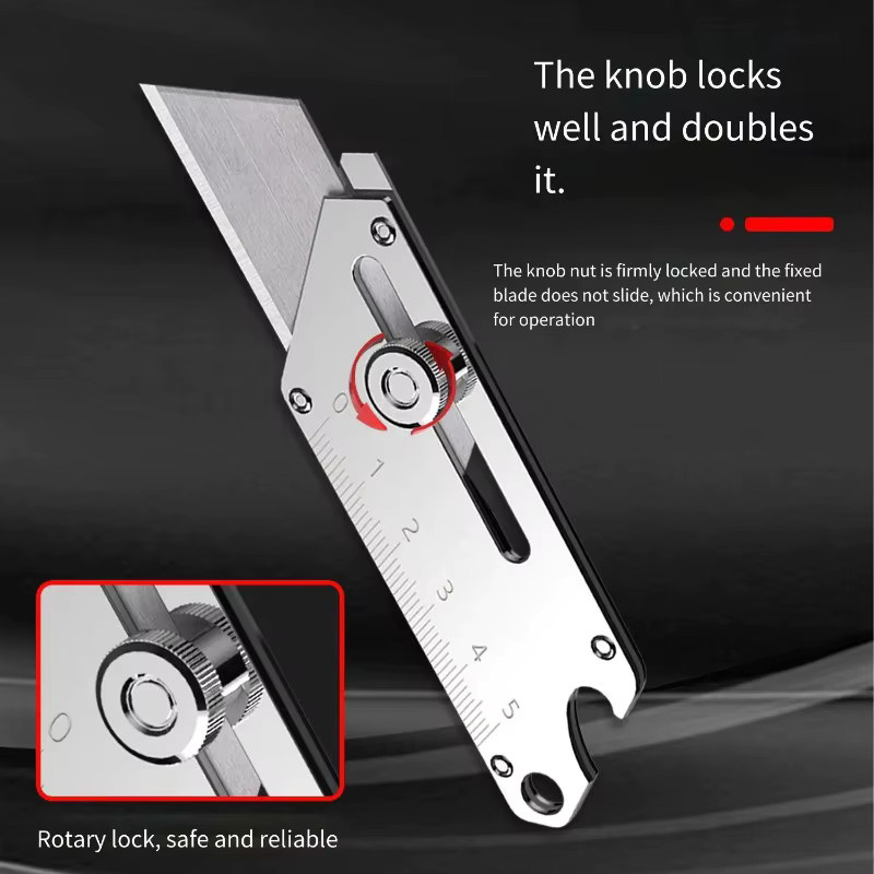 Robustes Industrie-Universalmesser aus Edelstahl in Silber mit 18mm Snap-Off SK5-Klinge und Flaschenöffner für Profis - Bild 5