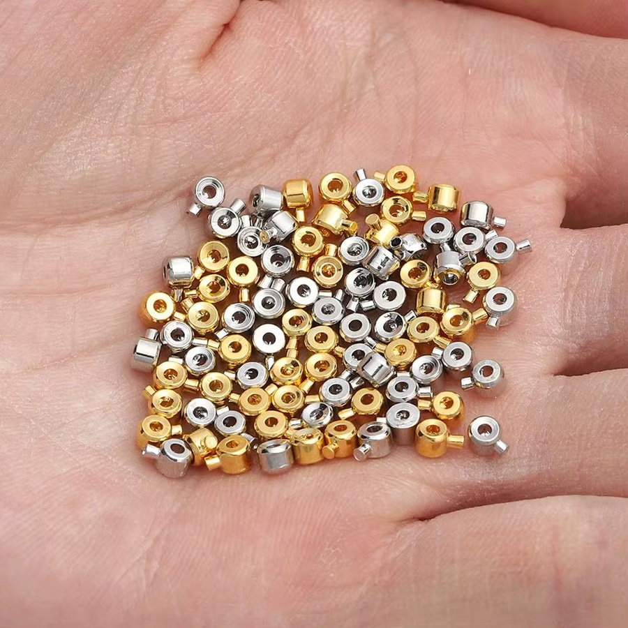10 Stück Edelstahl Stopper Abstandshalter, Crimp End, Septum Clip Verschluss - Bild 2