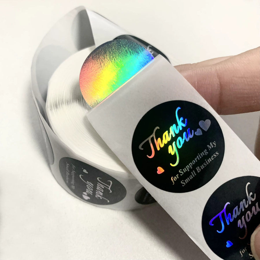 Wasserdichte runde Laser-Regenbogen Dankeschön Siegelaufkleber in Multicolour für Verpackungen und Umschläge - Bild 4