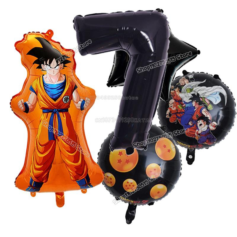 Yiran toy 1 Dragon Ball Son Goku Kindergeburtstagsdekoration mit Zahlenballons in Gelb, Blau und Multicolour für Kinder und Babypartys - Bild 3