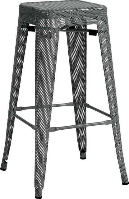 CLP Barhocker Fletcher Tresenhocker aus Metall in Silber, stapelbar mit Fußstütze und Bodenschonern, Sitzhöhe: 77 cm - Bild 1