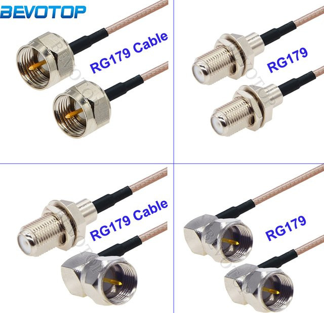 BEVOTOP RG179 Koaxial-Verlängerungszopf mit F-Stecker auf F-Stecker und F-Buchse, 75 Ohm, DIY-Jumper für TV-Set-Top-Box - Bild 1