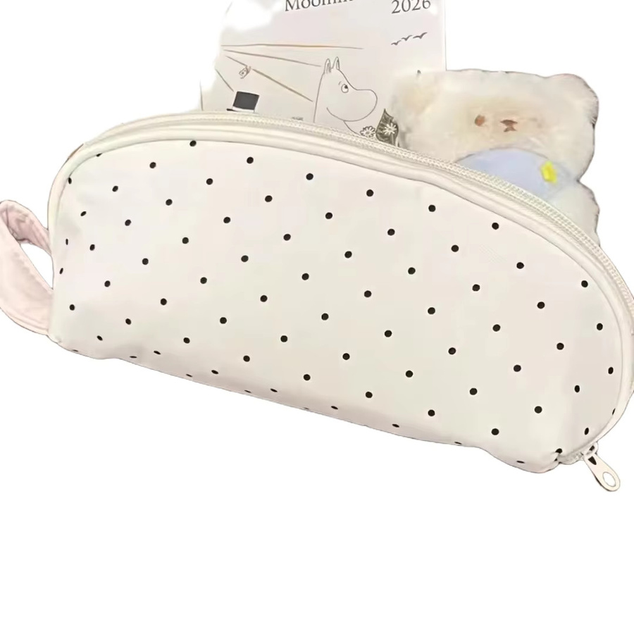 Polka Dot Shell Federmäppchen aus Nylon in Weiß, großes Kawaii Stifteetui und Schreibwaren-Organizer für Mädchen und Studenten - Bild 2
