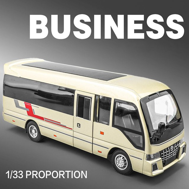 MAKEDA Business Bus Modell, Maßstab 1:33, Musik und Licht, Metall, Weiß - Bild 1