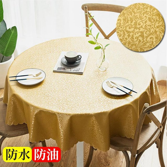 JMG Household Supplies Runde Tischdecke mit floralem Design in Gold, wasserdicht und ölbeständig, Durchmesser: 180 cm - Bild 1